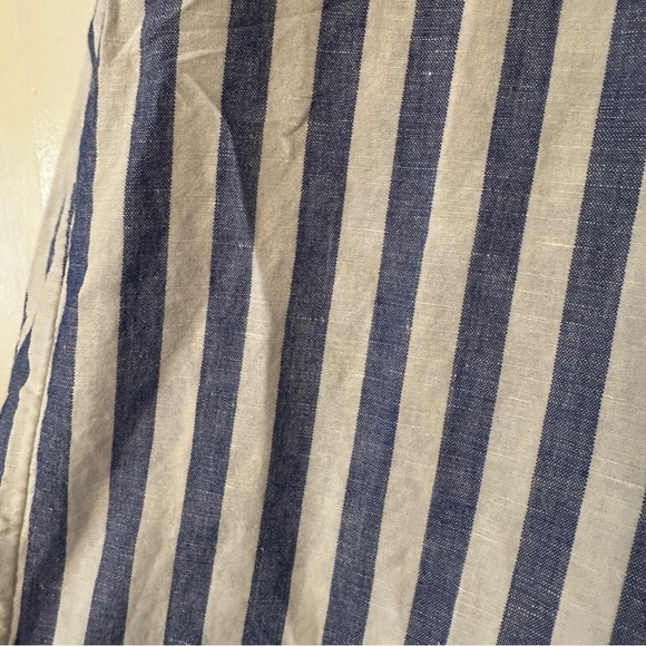 J Crew Womens Blue White Stripe Wide Leg Pull on Pants Cropped Beachy Nautical L - Picture 6 of 7